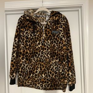 COPY - VS Pink leopard print fleece hoodie size small